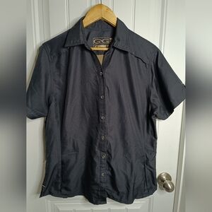 Women's Gameguard Large Black Vented Fishing Button Shirt Beach Summer Travel